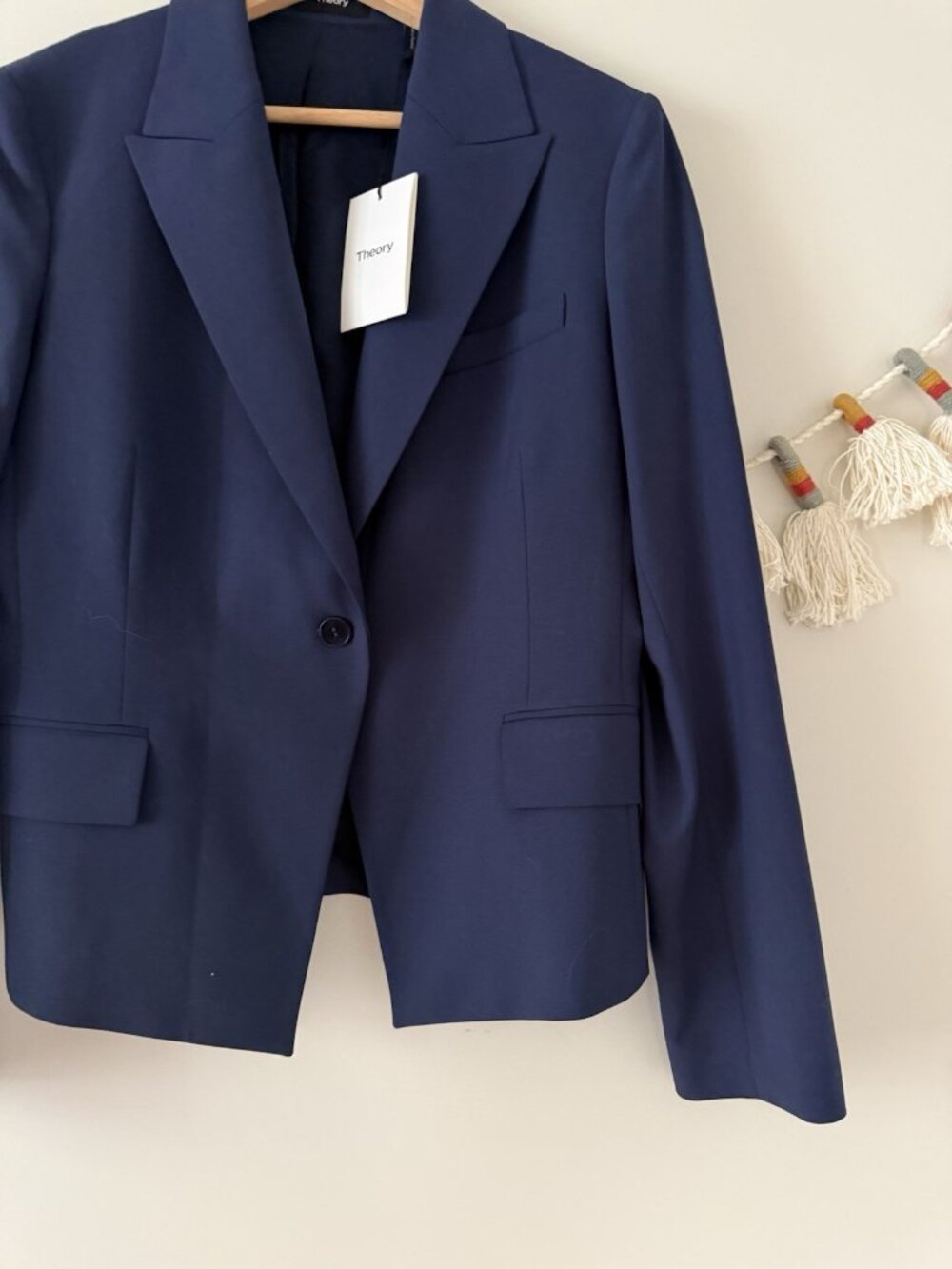 Theory Brince B Traceable Wool Single Breasted Sea Blue Blazer Careerwear NWT 12 - Picture 6 of 11